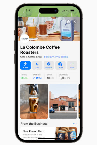 Apple Business Connect coffee shop example apple business connect apple maps 600