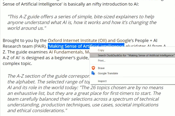 How to Instantly Search on DuckDuckGo from the Context Menu