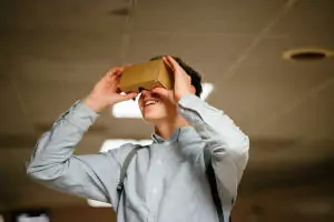 Person Using Google Cardboard Google Cardboard