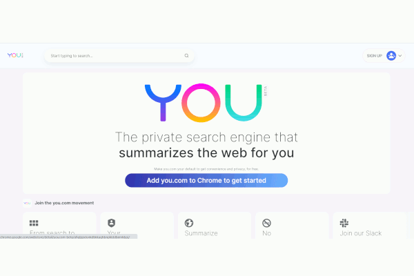 You.com Search Engine, Screencapture/You.com