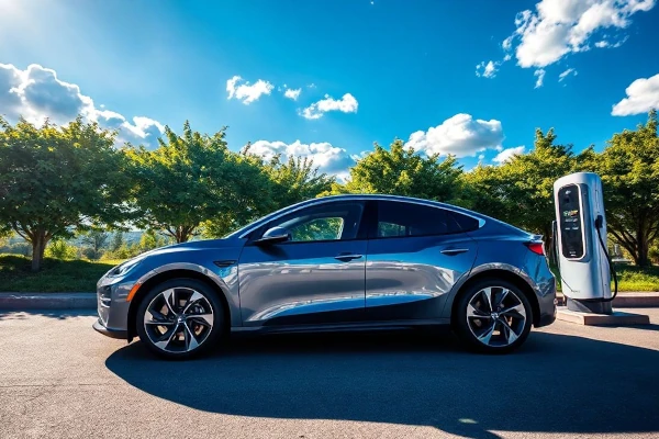 Electric Car at Charging Station