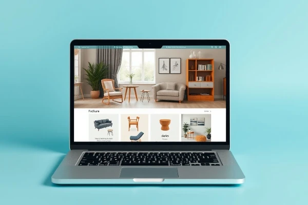 online furniture store on laptop