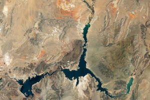 NASA Satellite Images Show Dramatic Decreased Lake Mead Water Capacity, Image/NASA