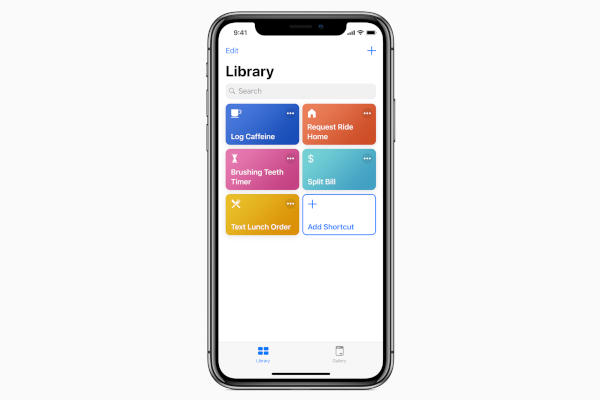Apple iOS 12 Siri Shortcuts Library, Image/Apple