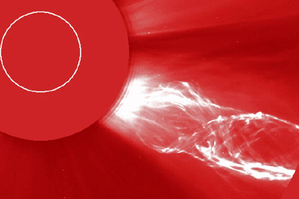 Helical Coronal Mass Ejection (CME) was observed by the LASCO C2 coronagraph on June 2, 1998. Image/NASA