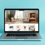 online furniture store on laptop